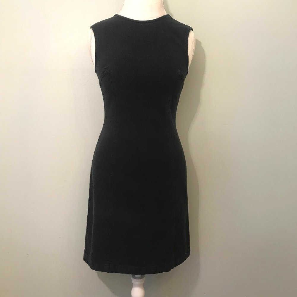 Vintage DKNY Black Denim LBD Shift Dress Size 6